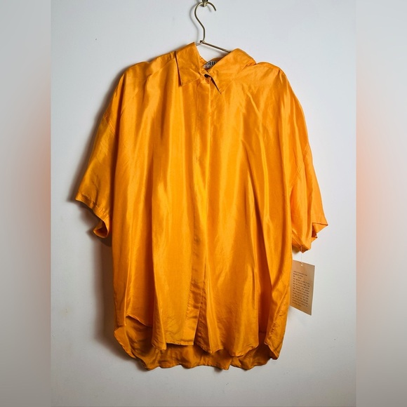 Vintage Sheba Orange Women's Blouse NWT Washable Silk - Picture 3 of 6